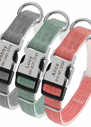 Leichtes Hundehalsband mit Namen in drei luftigen Farben, gratis Gravur