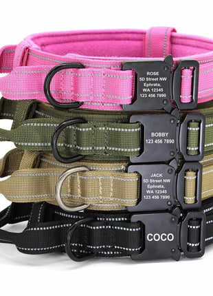 Taktisches Hundehalsband mit Namen und Griff, gratis Gravur auf Schnalle