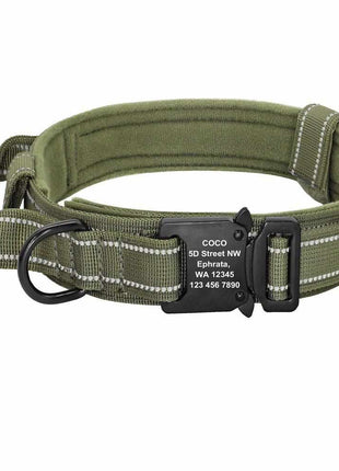 Taktisches Hundehalsband mit Namen und Griff, gratis Gravur auf Schnalle