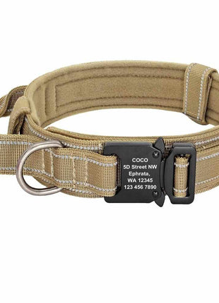 Taktisches Hundehalsband mit Namen und Griff, gratis Gravur auf Schnalle