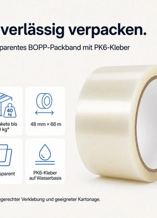 Paketklebeband Transparent 48 mm x 66 m – BOPP Paketband