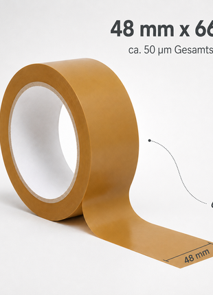 Braunes Klebeband - Leise abrollend - 48mm x 66m - ca. 50µm