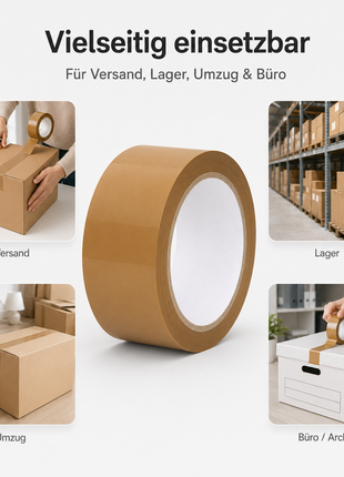 Braunes Klebeband - Leise abrollend - 48mm x 66m - ca. 50µm