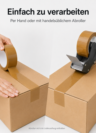 Braunes Klebeband - Leise abrollend - 48mm x 66m - ca. 50µm