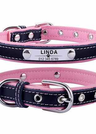 Personalisiertes dunkles Hundehalsband mit Namen graviert