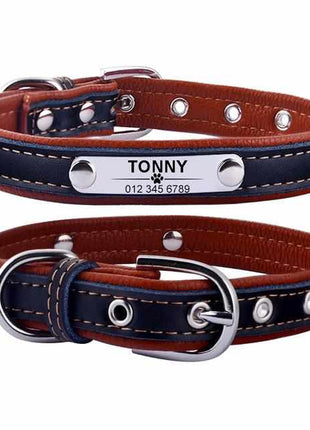 Personalisiertes dunkles Hundehalsband mit Namen graviert