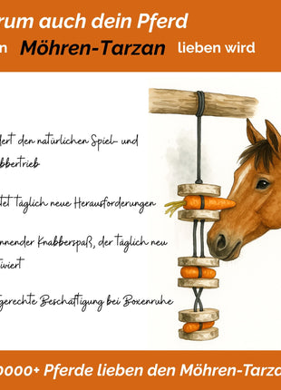 Pferdespielzeug Möhren-Tarzan – Spielzeug für Pferde gegen Langeweile – Pferdebeschäftigung
