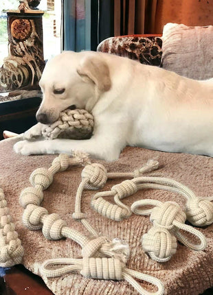Hundespielzeug Seil Kauspielzeug reißfest aus ungebleichten Baumwolle Hanf Mix