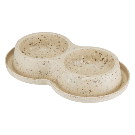 Sustainable bioplastic double feeding bowl made from bamboo and coffee beans 