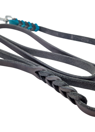 Hundeleine Soft Leder mit Handschlaufe und geflochtenen Element