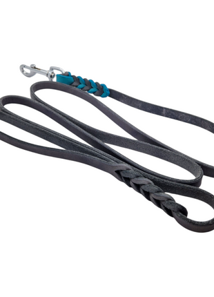 Hundeleine Soft Leder mit Handschlaufe und geflochtenen Element