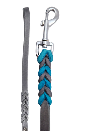 Hundeleine Soft Leder mit Handschlaufe und geflochtenen Element