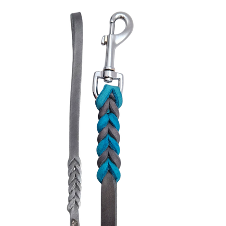 Hundeleine Soft Leder mit Handschlaufe und geflochtenen Element