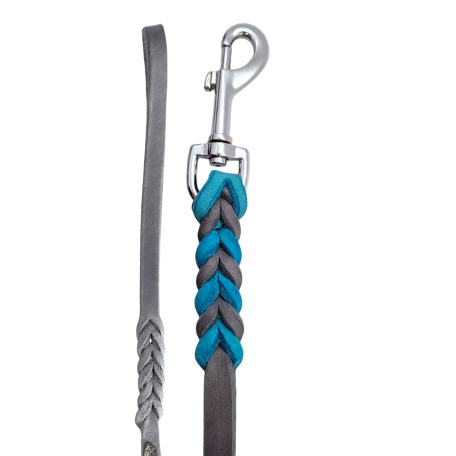 Hundeleine Soft Leder mit Handschlaufe und geflochtenen Element