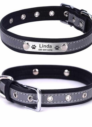 Hundehalsband mit Namen und Telefon graviert. Reflektierend
