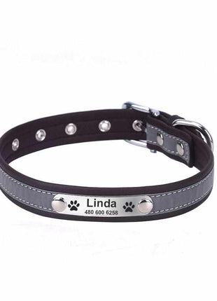 Hundehalsband mit Namen und Telefon graviert. Reflektierend