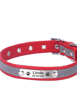 Hundehalsband mit Namen und Telefon graviert. Reflektierend