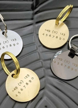 Hundemarke mit Gravur, Name und Telefon personalisiert, rund, 25mm oder 30mm in verschiedenen Farben