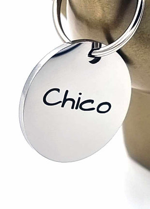 Hundemarke mit Gravur, Name und Telefon personalisiert, rund, 25mm oder 30mm in verschiedenen Farben