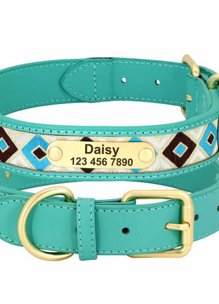 Sehr hochwertiges Hundehalsband mit Namen, Textilinlay und Gravur