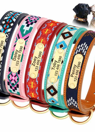 Sehr hochwertiges Hundehalsband mit Namen, Textilinlay und Gravur