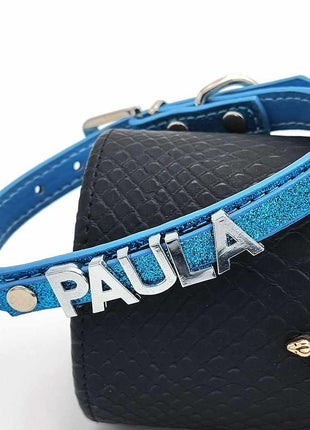 Stylish glitter dog collar with name made of rhinestone letters