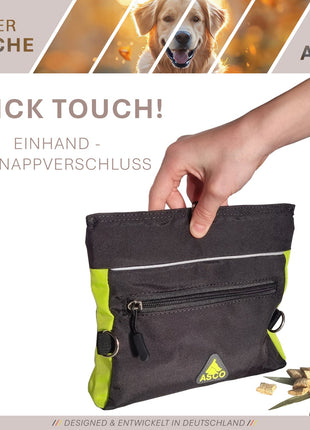 ASCO Futterbeutel mit Einhand-Schnappverschluss, Leckerlibeutel 20x20 cm, QuickTouch Leckerlietasche