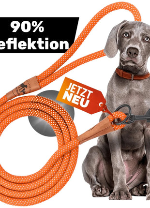 Reflektionsleine© mit Handschlaufe und veganem Leder