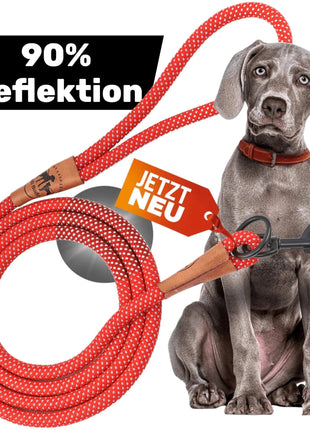 Reflektionsleine© mit Handschlaufe und veganem Leder