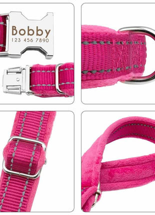 Weiches gepolstertes Hundehalsband mit Namen, reflektierend, GRATIS Gravur