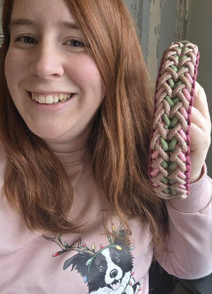 Handgemachtes Paracord-Hundehalsband „Rosé Sage“