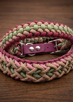 Handgemachtes Paracord-Hundehalsband „Rosé Sage“