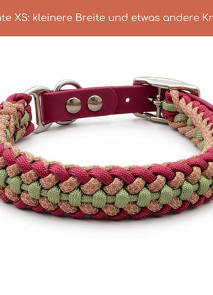 Handgemachtes Paracord-Hundehalsband „Rosé Sage“