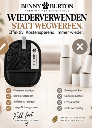 FELLFORT Tierhaarentferner Premium Version Hunde Katzen Sofa Kleidung Auto wiederverwendbar