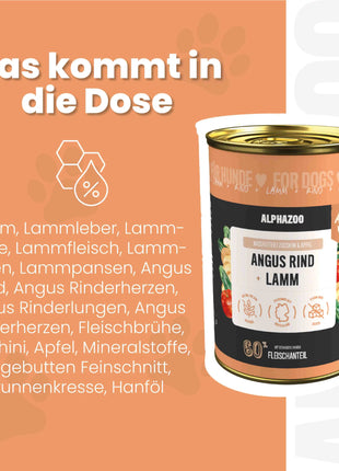 Angus Rind + Lamm Nassfutter für Adult Hunde