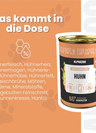 Monoprotein Huhn Nassfutter für Hunde