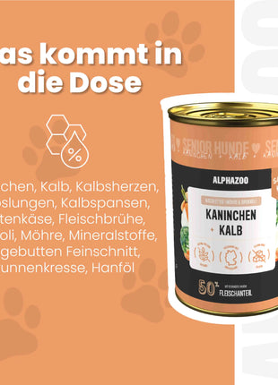 Kaninchen + Kalb Nassfutter für Senior Hunde