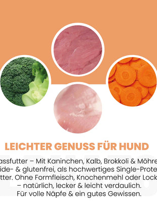 Kaninchen + Kalb Nassfutter für Senior Hunde