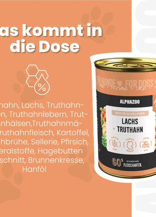 Lachs + Truthahn Nassfutter für Adult Hunde