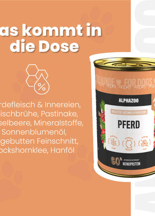 Monoprotein Pferd Nassfutter für Hunde