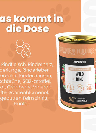 Wild + Rind Nassfutter für Adult Hunde
