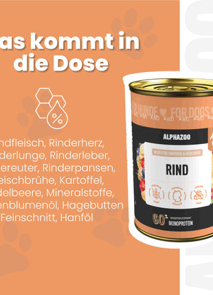 Monoprotein Rind Nassfutter für Hunde