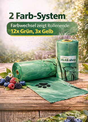 Hundekotbeutel mit Waldbeerenduft auf Rolle – 360 Stück (24 Rollen)