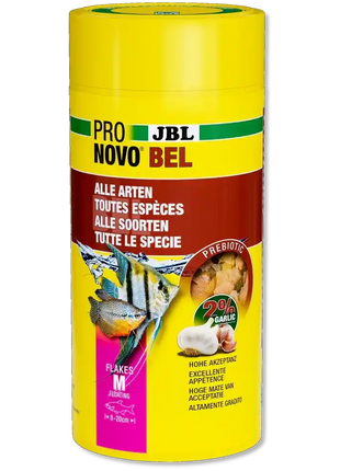 JBL Prono Bel Flakes M 1000 ml Prebiotisches Trockenfutter Mit Knoblauch Naturbelassene Rohstoffe Für Alle Aquarienfische