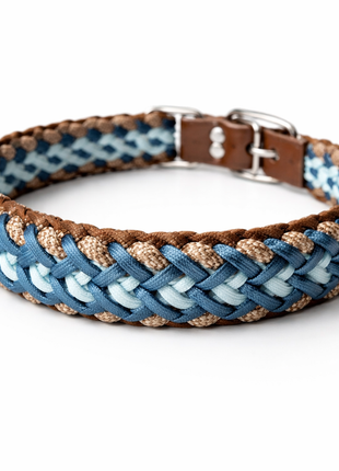 Handgemachtes Paracord-Hundehalsband „Ocean Mocha“