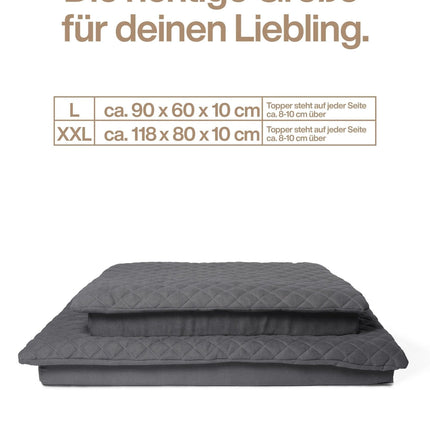 Lous 2 in 1 Hundebett mit abnehmbarem Topper für zu Hause und unterwegs.