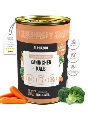 Kaninchen + Kalb Nassfutter für Senior Hunde
