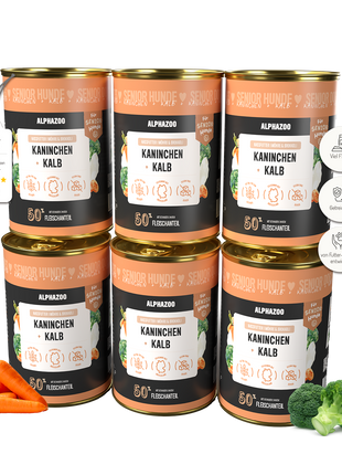 Kaninchen + Kalb Nassfutter für Senior Hunde