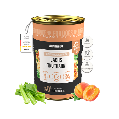 Lachs + Truthahn Nassfutter für Adult Hunde