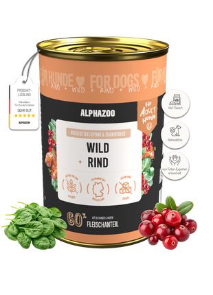Wild + Rind Nassfutter für Adult Hunde